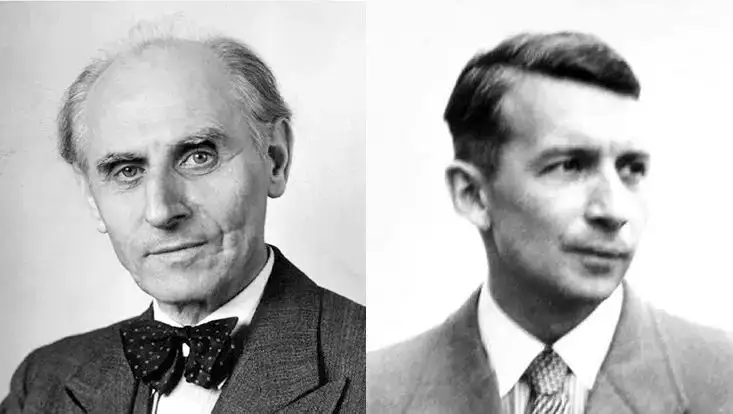 Wilhelm Lenz（威廉·楞次）与 Ernst Ising（恩斯特·伊辛）的黑白肖像并排图