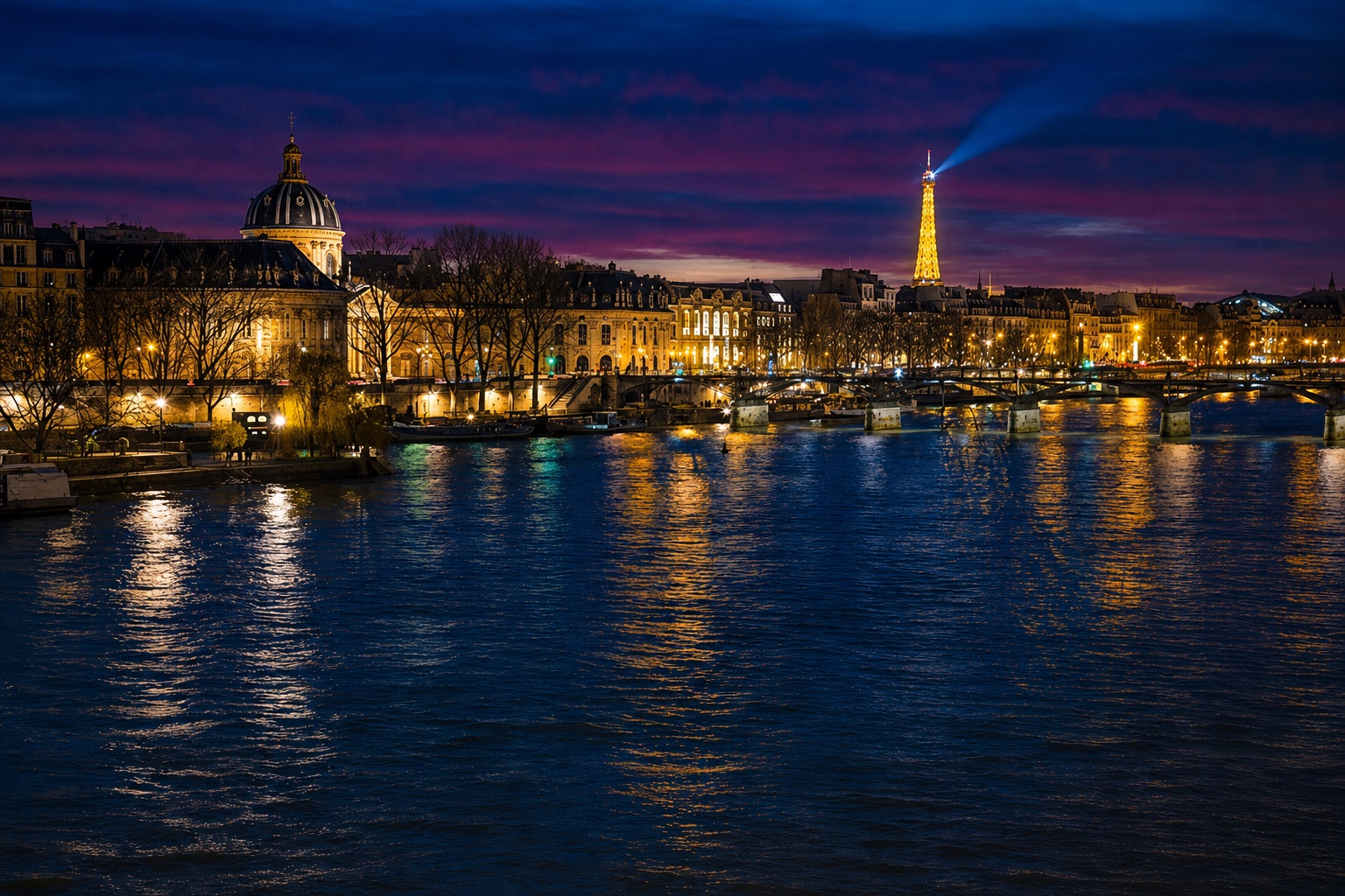 Paris by the Seine at night